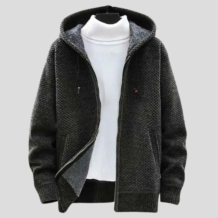 Men's Fleece Knit Zip Hoodie Green