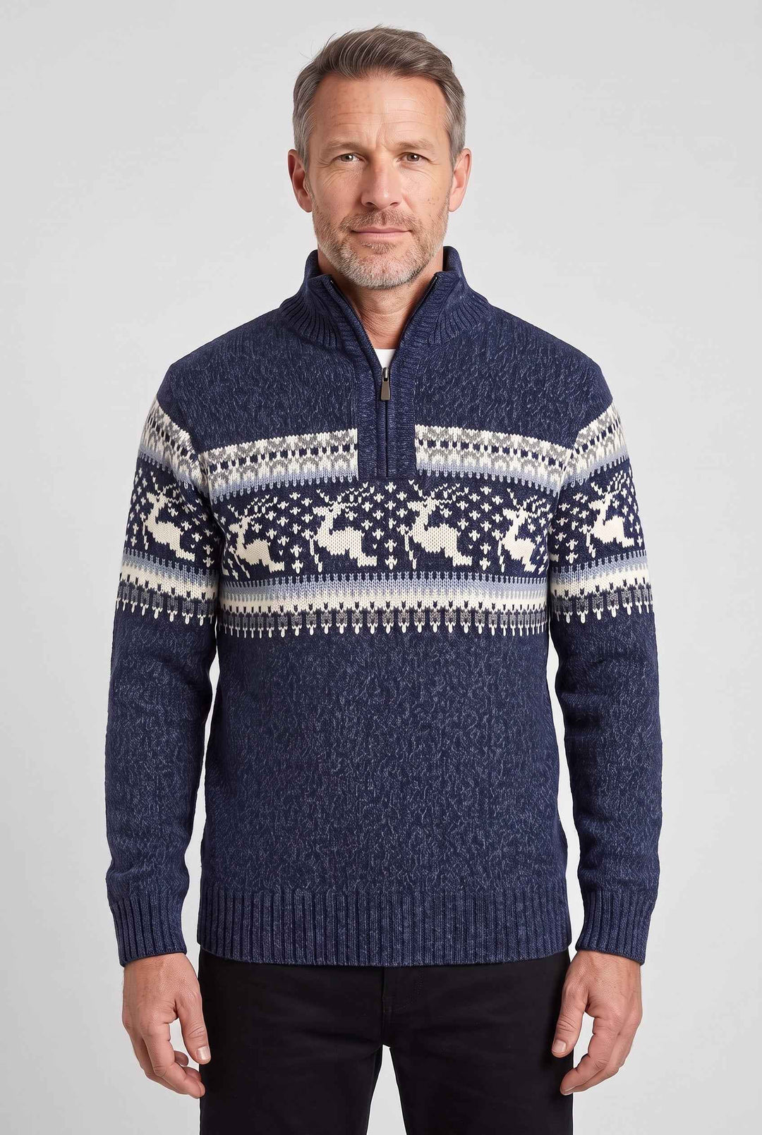 Men's Fair Isle Quarter Zip Knit Sweater