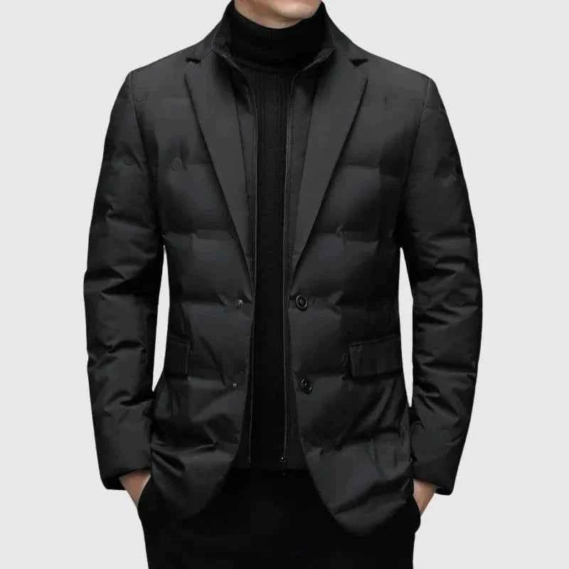 Men's Down Quilted Blazer Jacket Black
