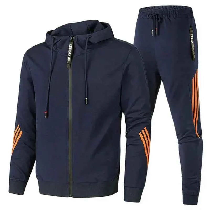 Men's Stylish Two-Piece Tracksuit Set Blue