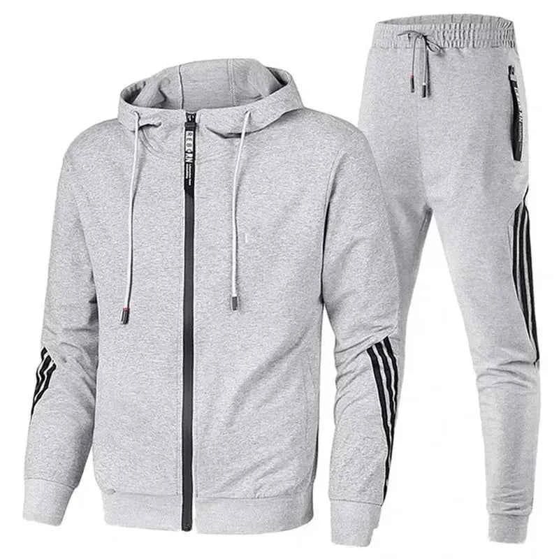 Men's Stylish Two-Piece Tracksuit Set Gray