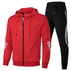 Men's Stylish Two-Piece Tracksuit Set Red