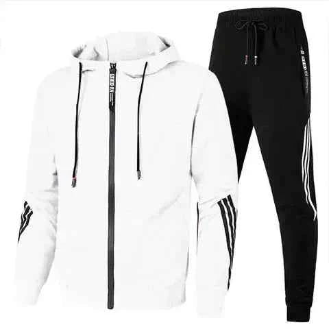 Men's Stylish Two-Piece Tracksuit Set White