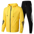 Men's Stylish Two-Piece Tracksuit Set Yellow