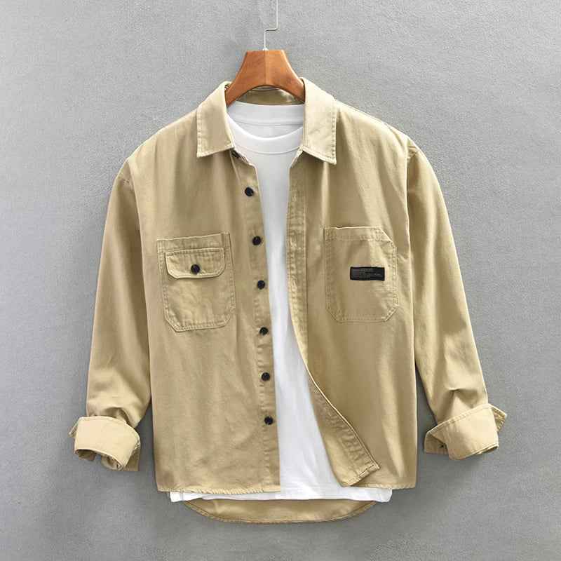 Men's 100% Cotton Long-Sleeve Shirt Khaki