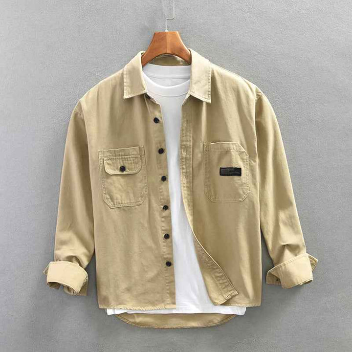 Men's 100% Cotton Long-Sleeve Shirt Khaki