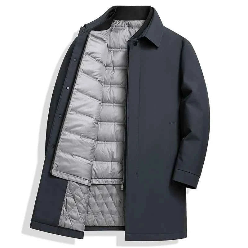 Men's 2-in-1 Duck Down Trench Coat Navy Blue