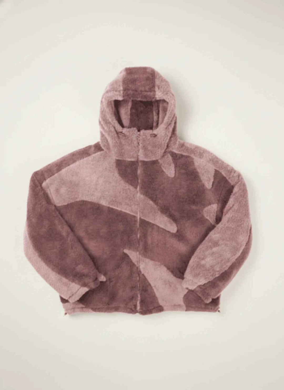 Men's Abstract Camo Fleece Hooded Jacket Pink