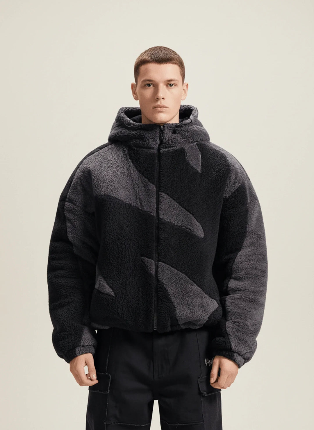 Men's Abstract Camo Fleece Hooded Jacket