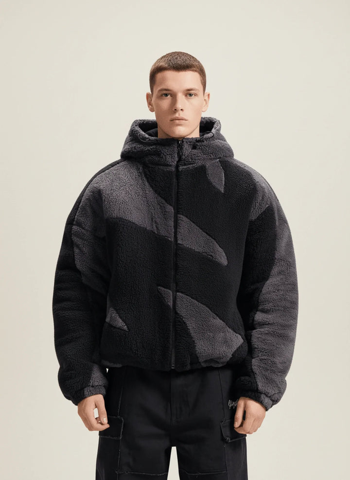 Men's Abstract Camo Fleece Hooded Jacket