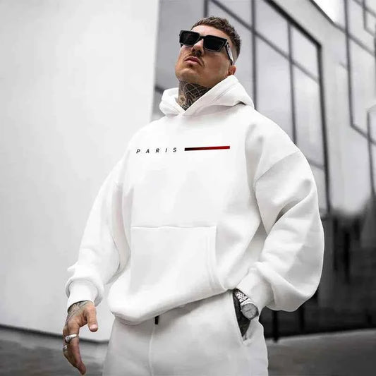 Men's All-Season Pullover Hoodie for Casual Comfort White