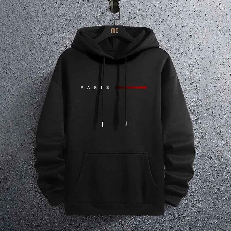 Men's All-Season Pullover Hoodie for Casual Comfort Black