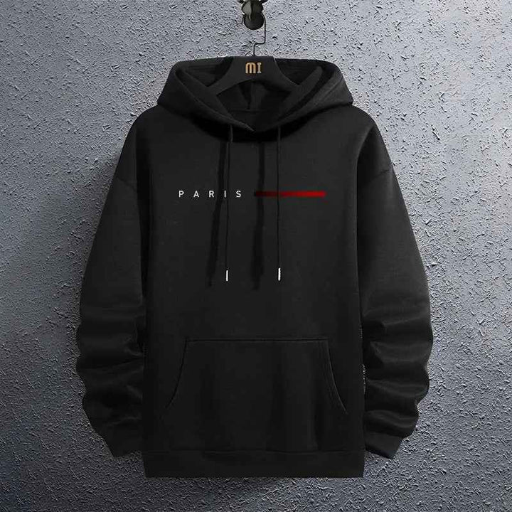 Men's All-Season Pullover Hoodie for Casual Comfort Black