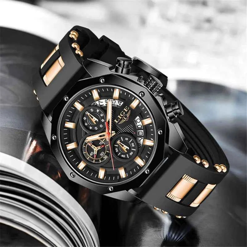 Men's Watch Sapphire Gold Onyx Gold