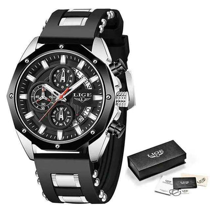 Men's Watch Sapphire Gold Onyx Gold Onyx Silver