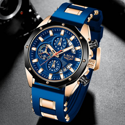 Men's Watch Sapphire Gold Onyx Gold