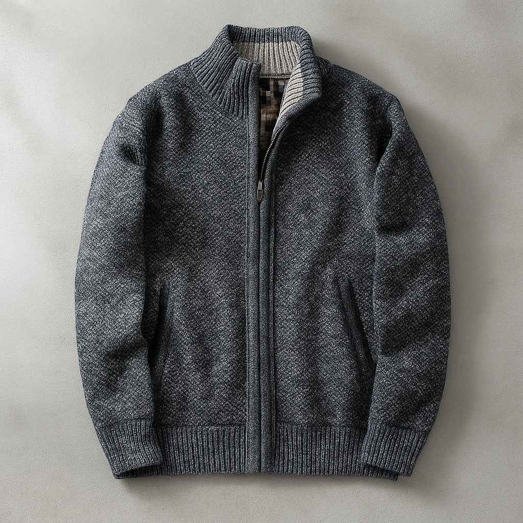 Men's Ashmere Knit Jacket - Stylish & Comfortable Outerwear Blue