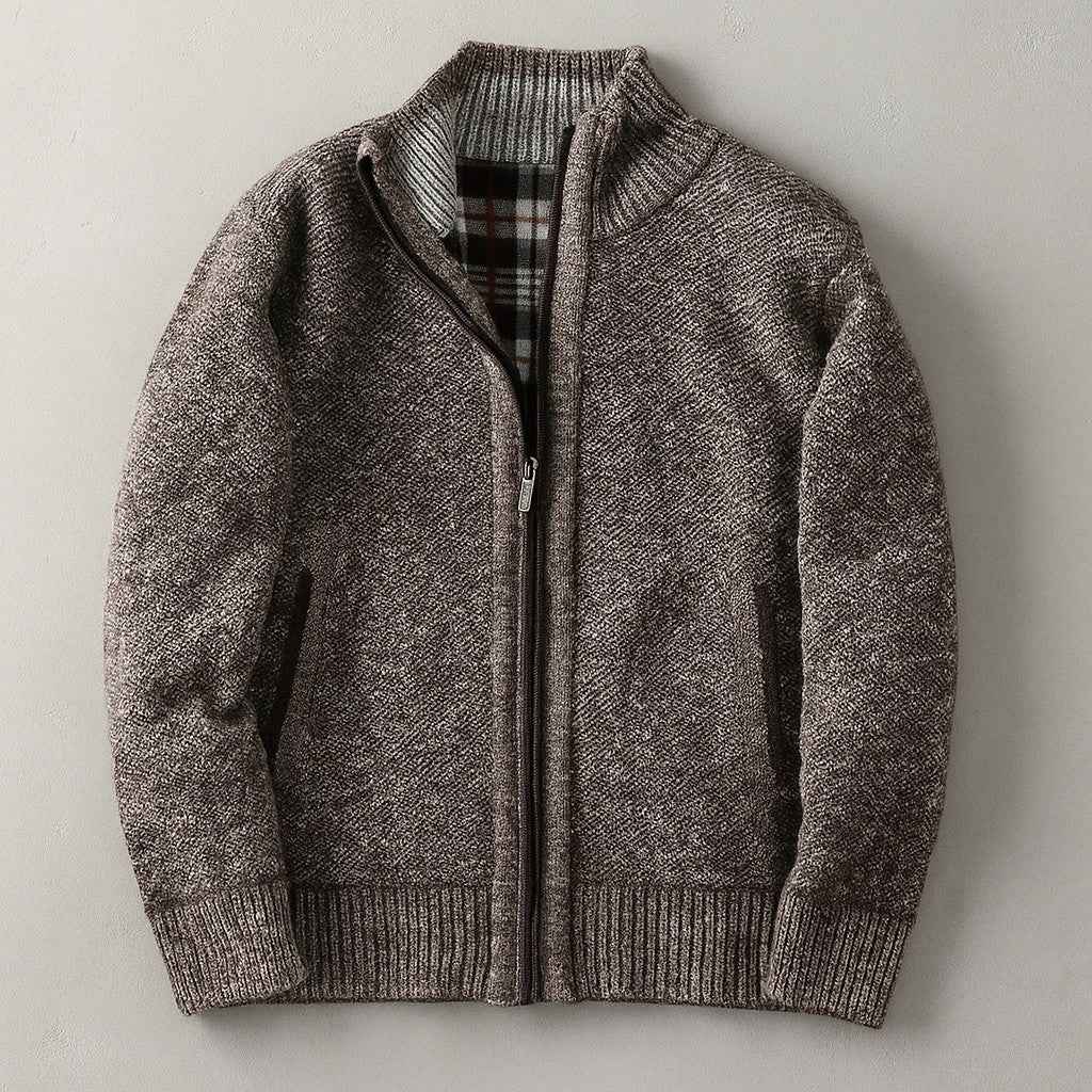 Men's Ashmere Knit Jacket - Stylish & Comfortable Outerwear Dark Brown