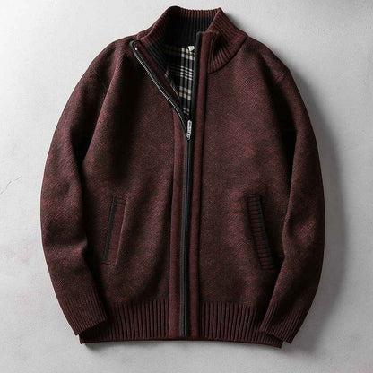 Men's Cotton Jacket Tailored Fit Pockets Burgundy Winter Burgundy