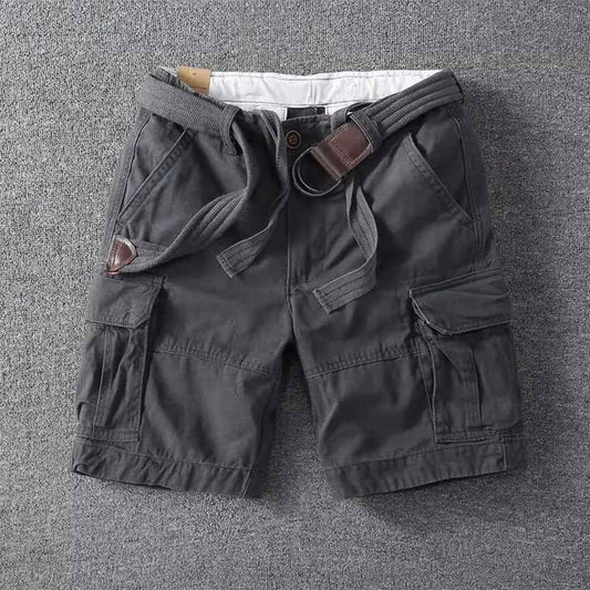 Men's Belted Cargo Shorts Gray