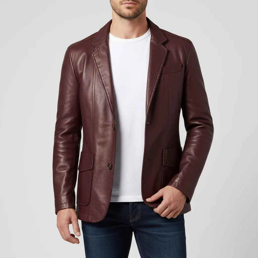 Men's Blazer Style Jacket Burgundy
