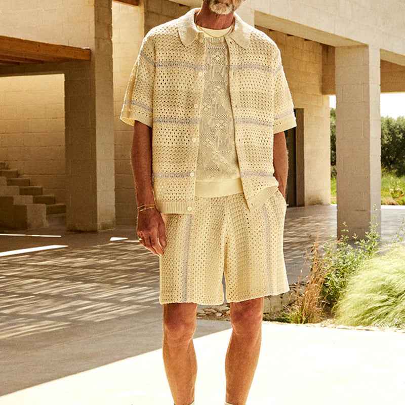 Men's Breathable Knit Set – Relaxed Fit Vest and Shorts