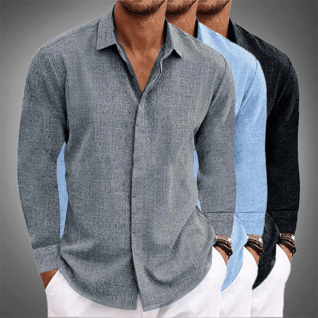 Men's Breathable Linen Shirt - Regular Fit - Long Sleeve Classic Style