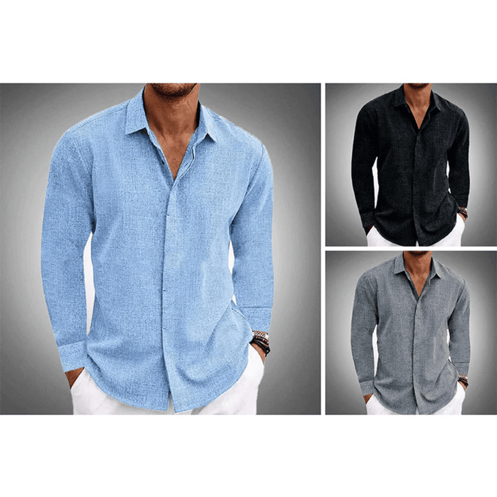 Men's Breathable Linen Shirt - Regular Fit - Long Sleeve Classic Style