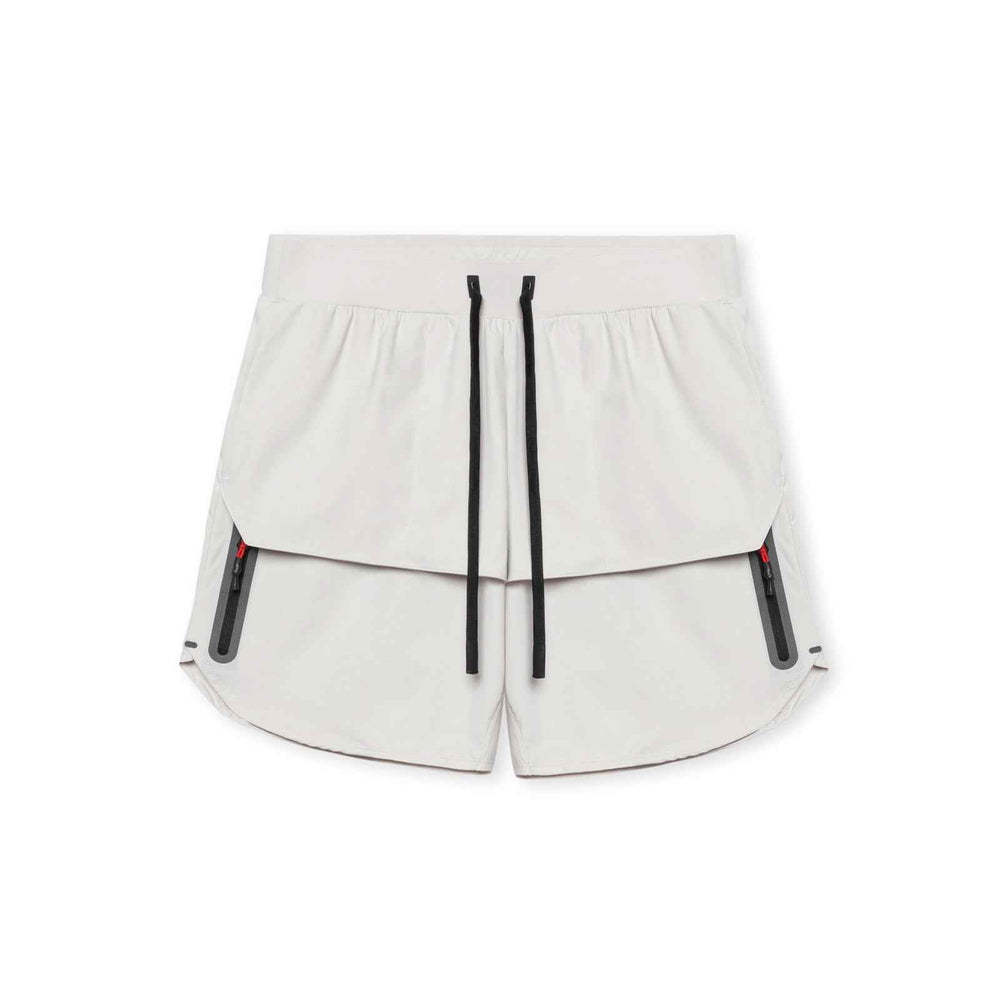 Men's Breathable Sport Shorts – Relaxed Fit, Zipper Pockets, Adjustable Waistband Ash White