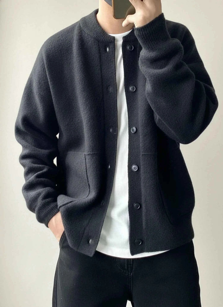 Men's Button-Down Cardigan Jacket Black