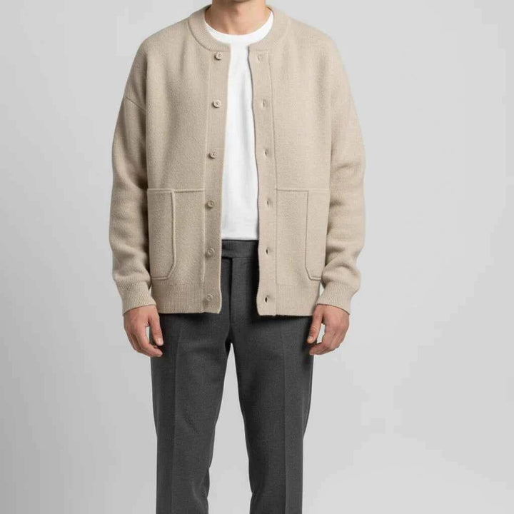 Men's Button-Front Casual Cardigan Beige