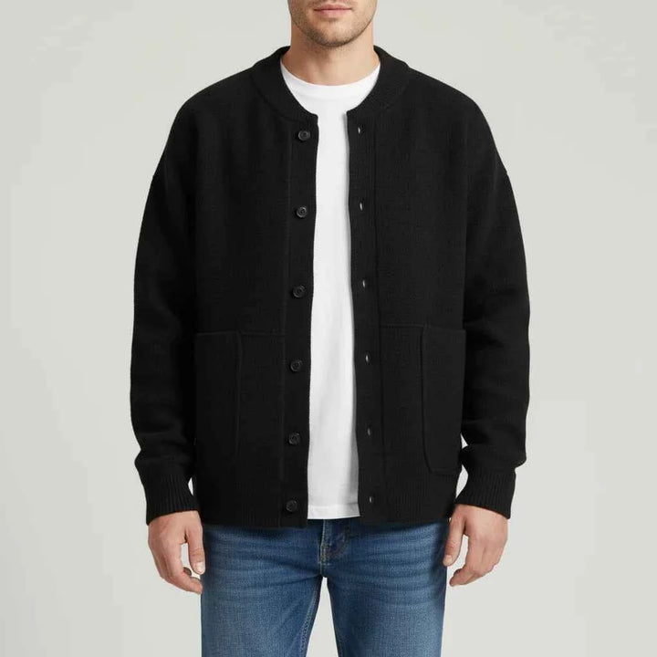 Men's Button-Front Casual Cardigan Black
