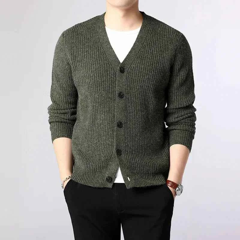 Men's Button-Front Knit Cardigan Army Green