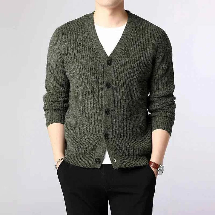 Men's Button-Front Knit Cardigan Army Green