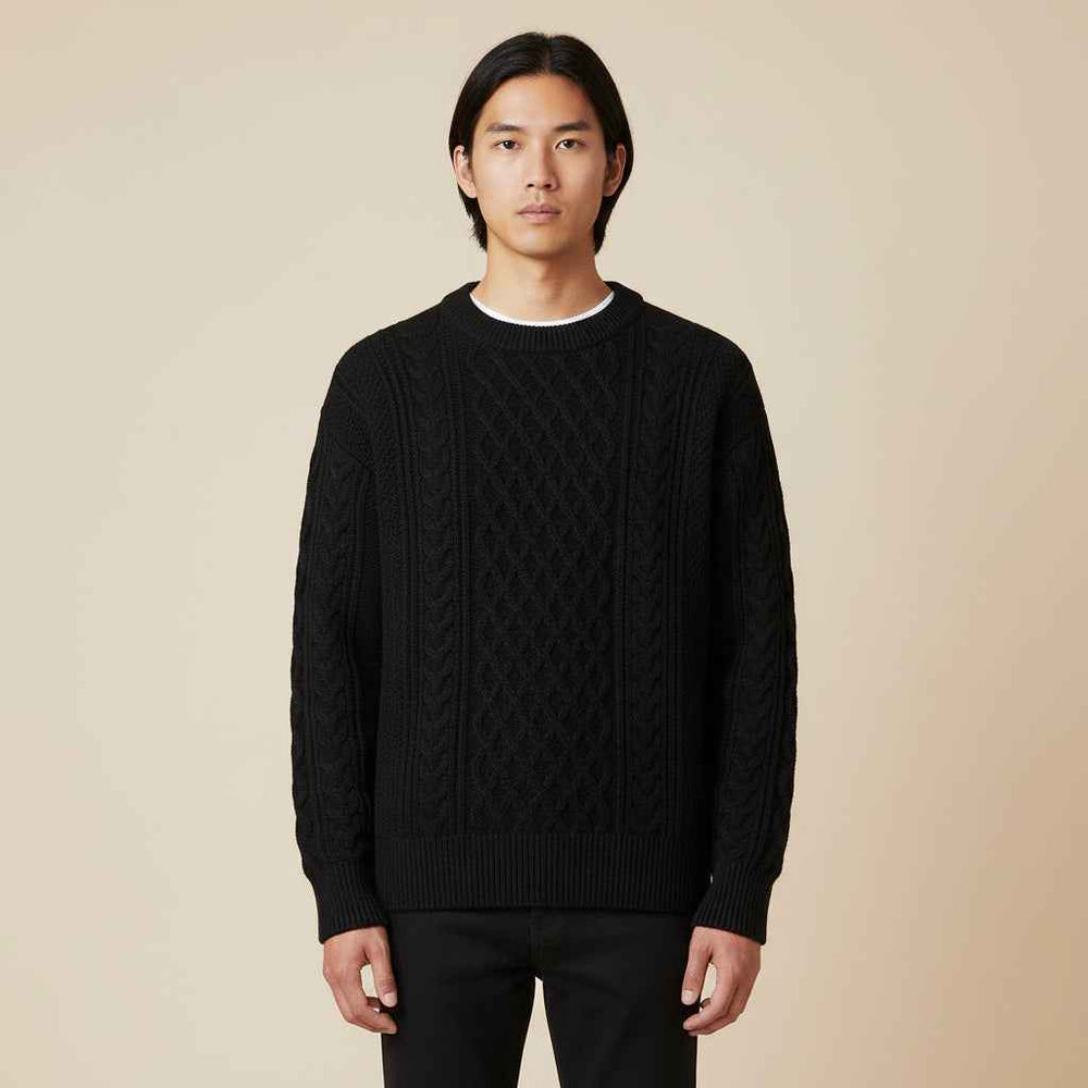 Men's Cable Knit Sweater Black