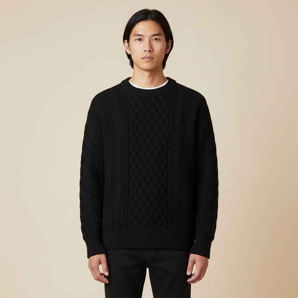 Men's Cable Knit Sweater Black
