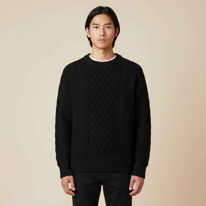 Men's Cable Knit Sweater Black