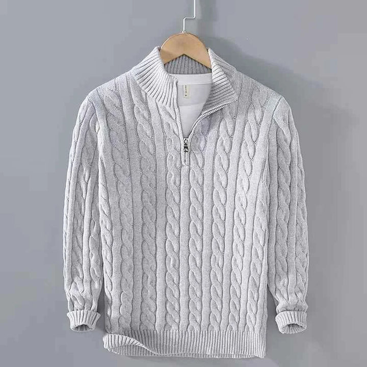 Men's Cable-Knit Sweater - Cozy Knitwear for Stylish Comfort Gray