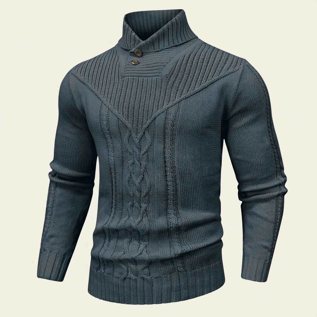 Men's Cable Knit Sweater Pullover Gray