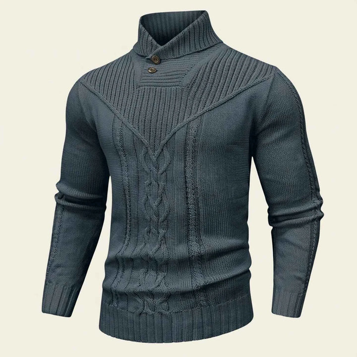 Men's Cable Knit Sweater Pullover Gray