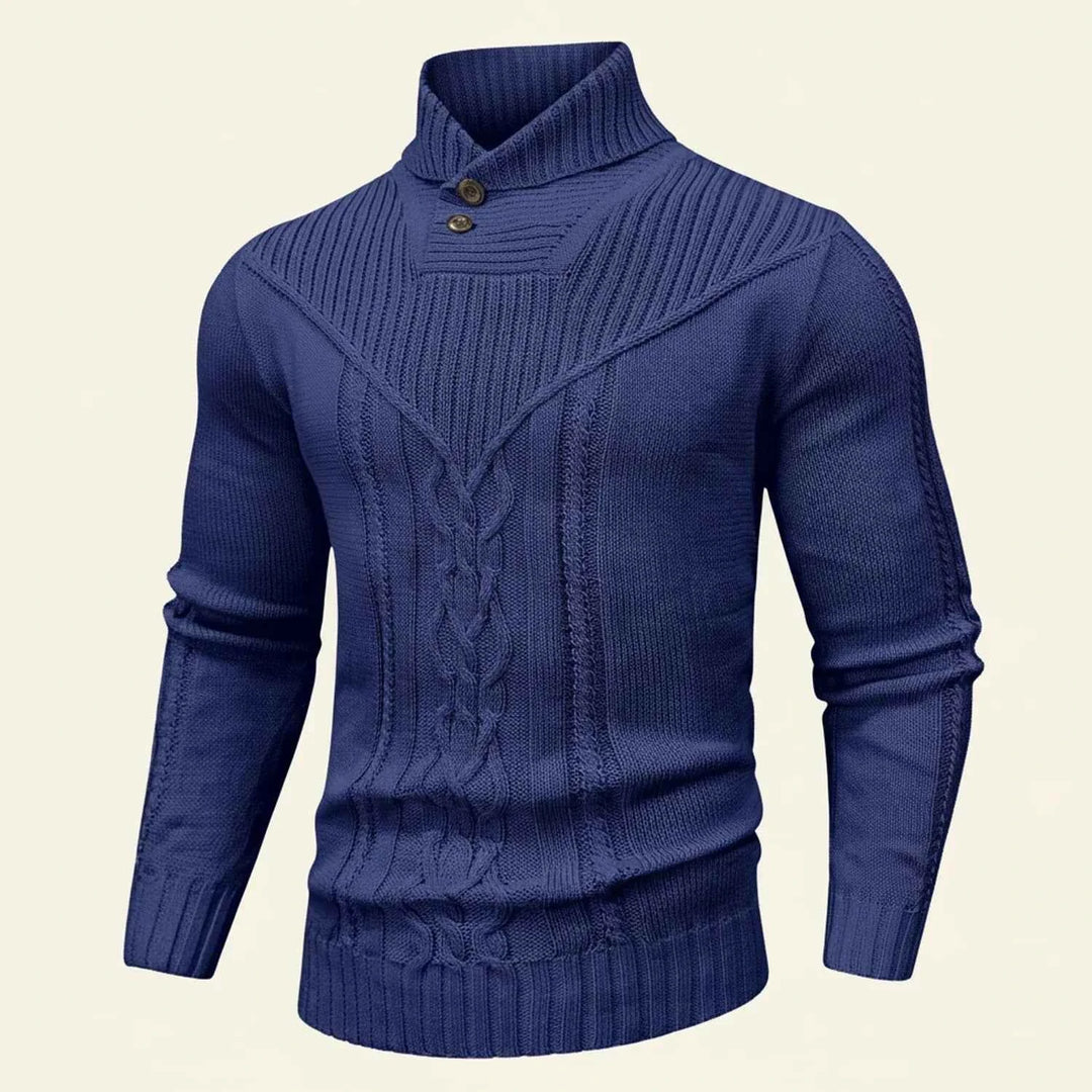 Men's Cable Knit Sweater Pullover Blue