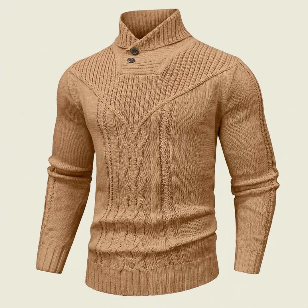 Men's Cable Knit Sweater Pullover Brown
