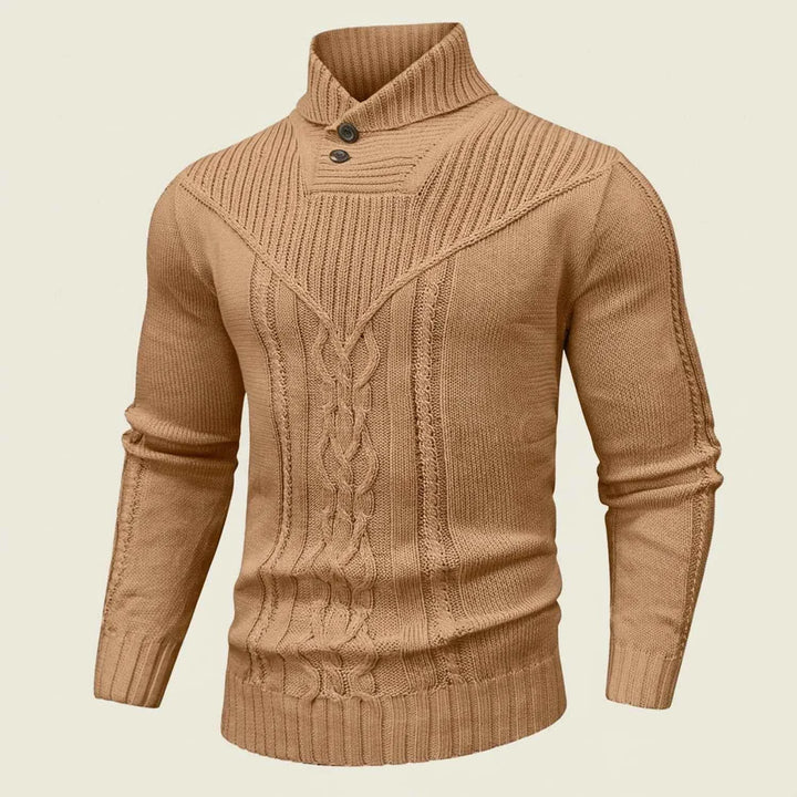 Men's Cable Knit Sweater Pullover Brown