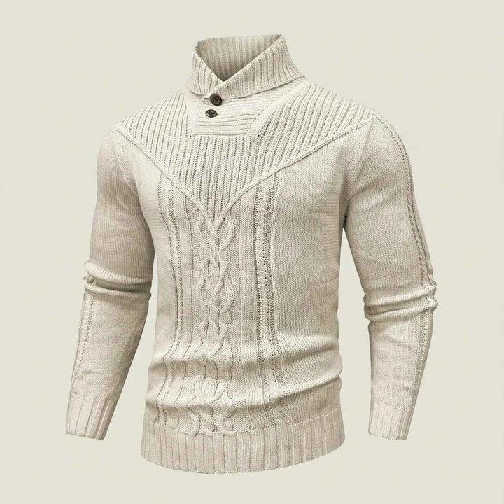 Men's Cable Knit Sweater Pullover Beige