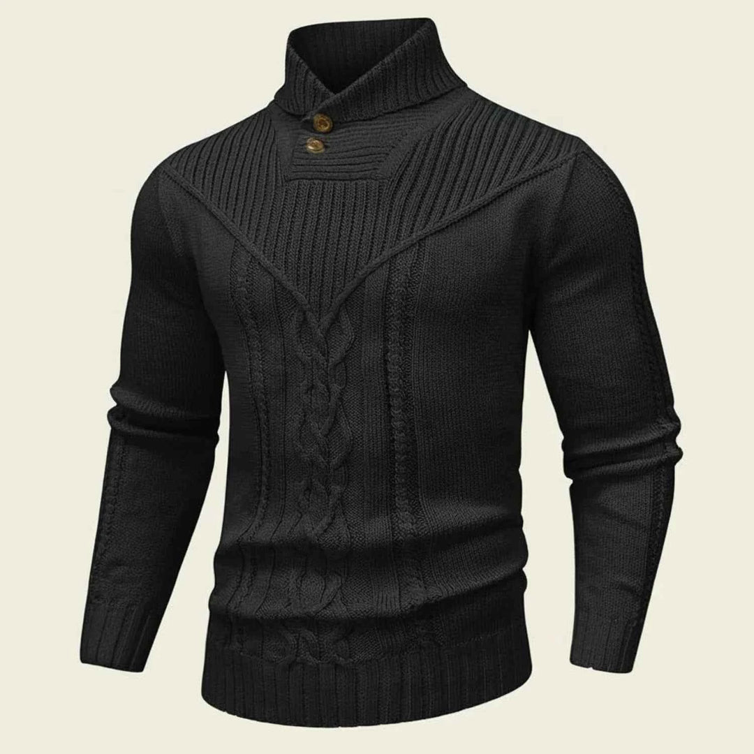 Men's Cable Knit Sweater Pullover Black