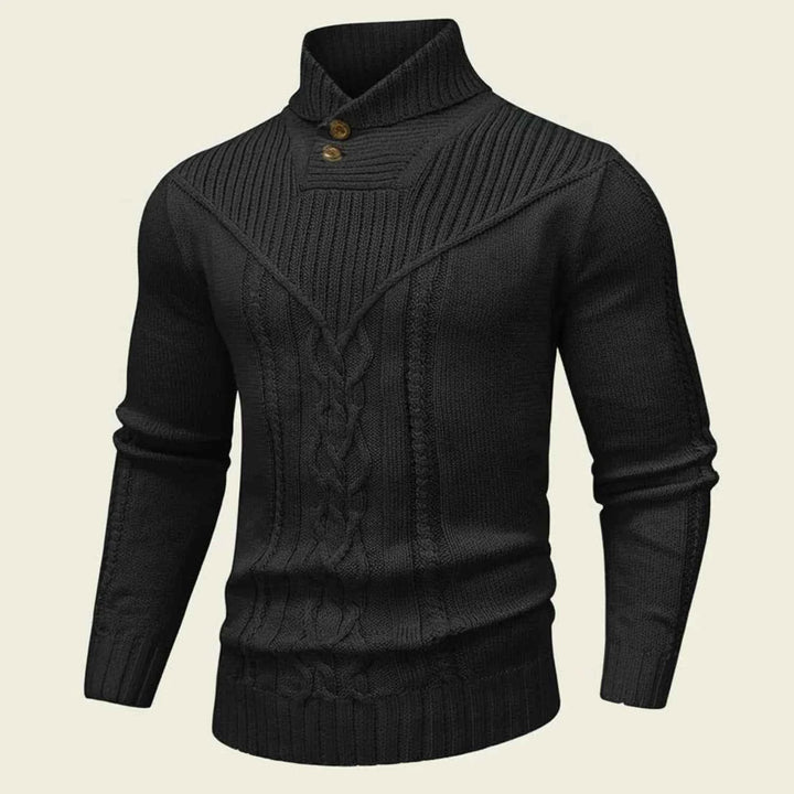 Men's Cable Knit Sweater Pullover Black