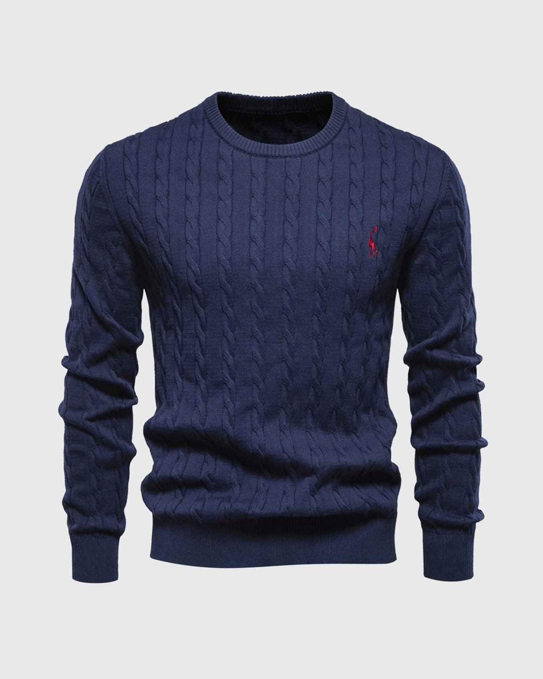 Men's Cable Knit Sweater – Regular Fit – Ribbed Cuffs – Breathable Cotton – Casual Style Blue