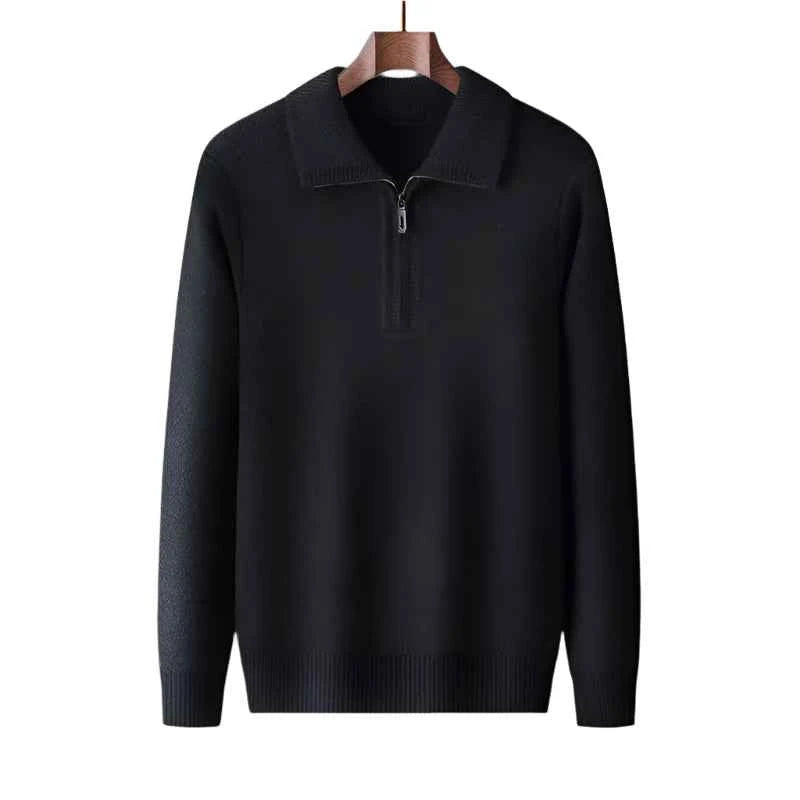 Men's Cashmere Quarter-Zip Sweater Black