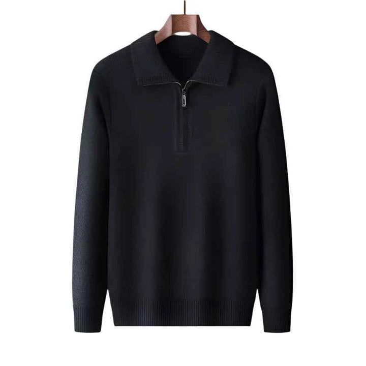 Men's Cashmere Quarter-Zip Sweater Black