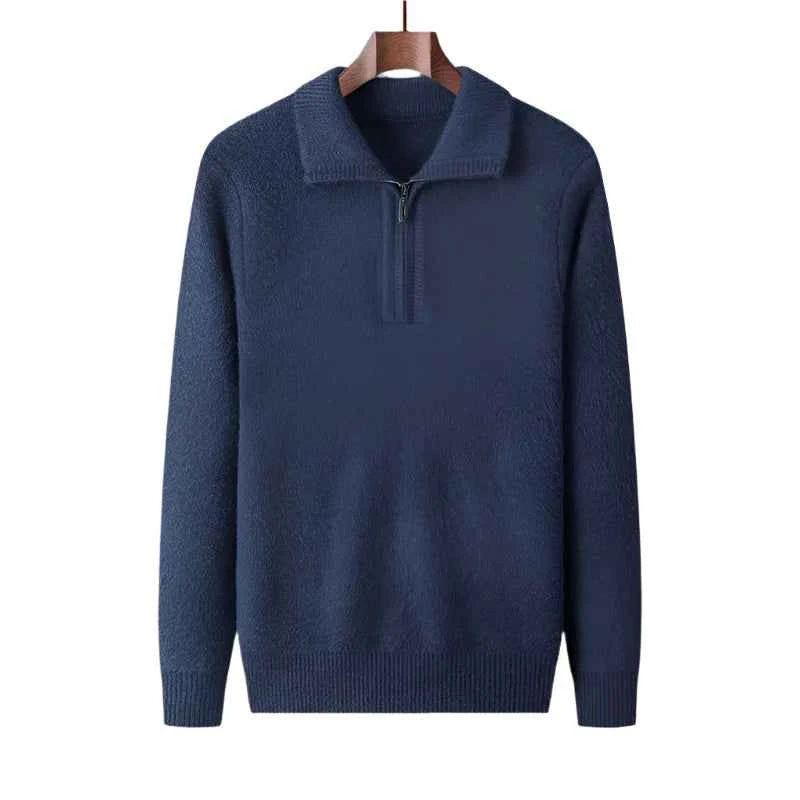 Men's Cashmere Quarter-Zip Sweater Navy